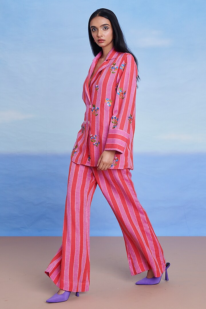 Amalfi Linen High-Waist Bell Bottom Pants by Saphed at Pernia's Pop Up Shop