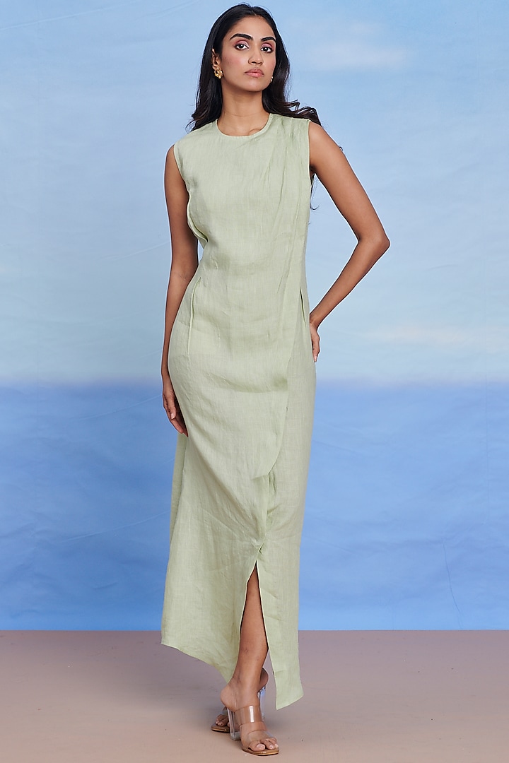 Pista Linen Draped Summer Dress by Saphed at Pernia's Pop Up Shop