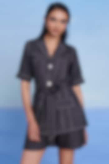 Graphite Linen Jacket by Saphed at Pernia's Pop Up Shop