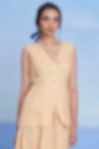 Butterscotch Linen Vest by Saphed at Pernia's Pop Up Shop