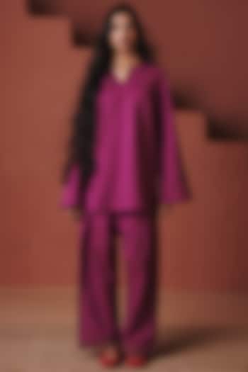 Orchid Purple Cotton Linen Co-Ord Set by Saphed at Pernia's Pop Up Shop