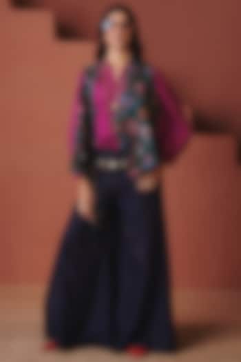 Green Cotton Linen Chintz Printed Wrap Waistcoat by Saphed at Pernia's Pop Up Shop