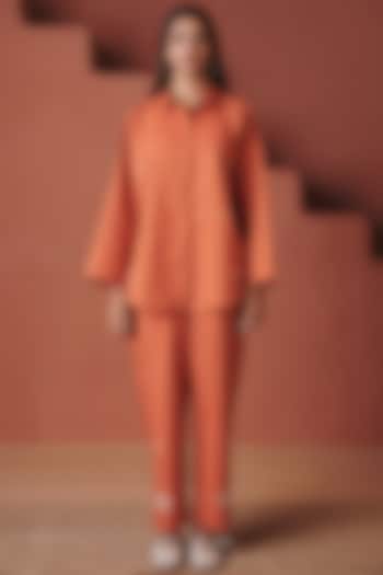 Marigold Orange Cotton Linen Co-Ord Set by Saphed at Pernia's Pop Up Shop