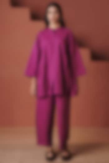 Orchid Purple Cotton Linen Co-Ord Set by Saphed at Pernia's Pop Up Shop