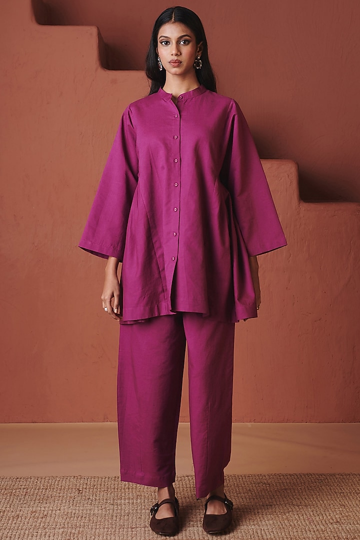Orchid Purple Cotton Linen Co-Ord Set by Saphed at Pernia's Pop Up Shop
