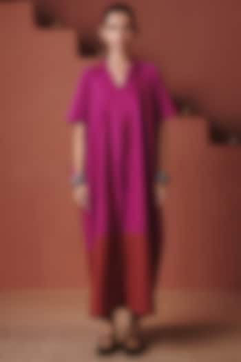 Orchid Purple Cotton Linen Kaftan Maxi Summer Dress by Saphed at Pernia's Pop Up Shop