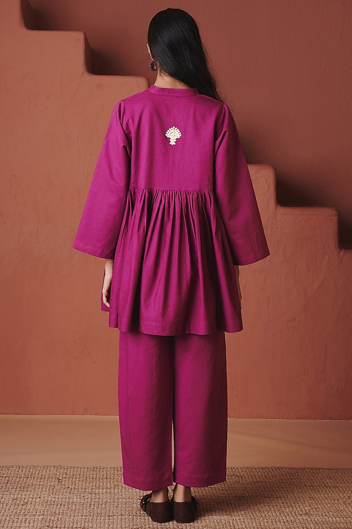 Orchid Purple Cotton Linen Gathered Top by Saphed at Pernia's Pop Up Shop