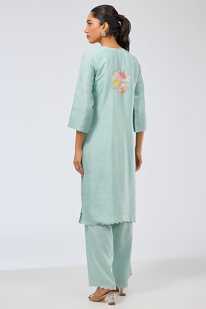 Light Blue Silk Kurta Set by Shilpa Karnavat at Pernia's Pop Up Shop