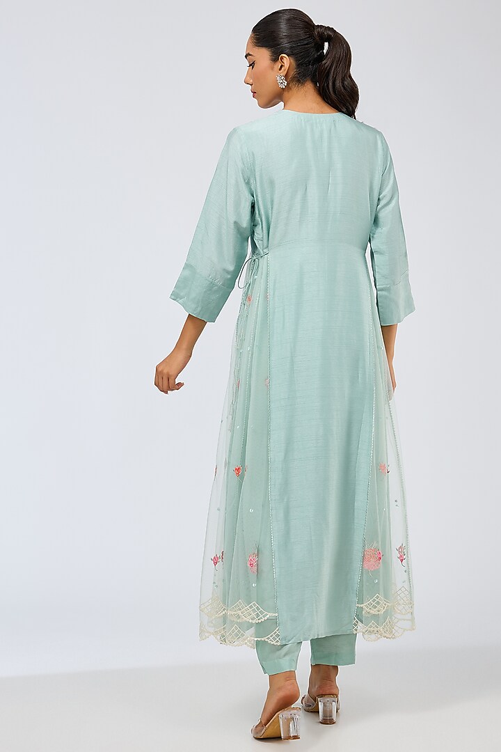 Dusky Blue Silk Kurta Set by Shilpa Karnavat at Pernia's Pop Up Shop