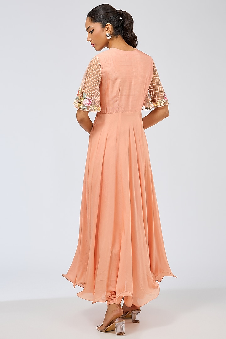 Peach Pink Silk Kurta Set by Shilpa Karnavat at Pernia's Pop Up Shop