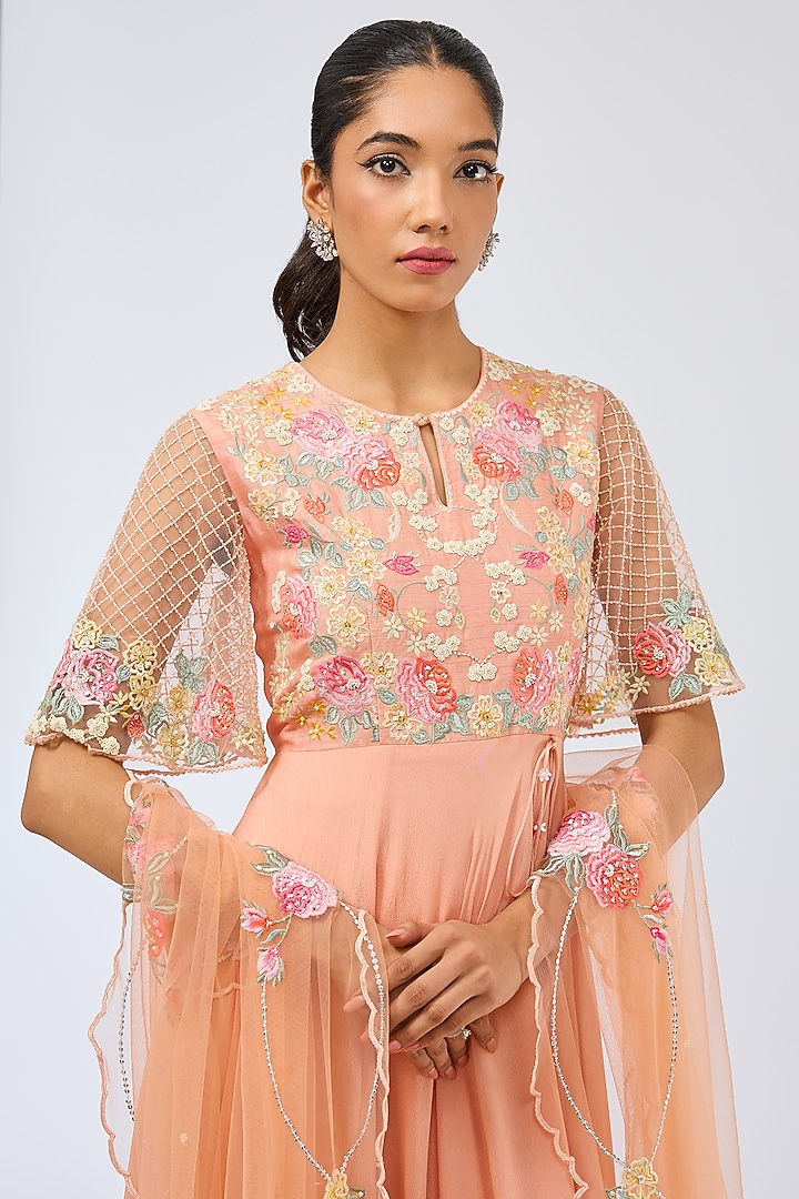 Peach Pink Silk Kurta Set by Shilpa Karnavat at Pernia's Pop Up Shop