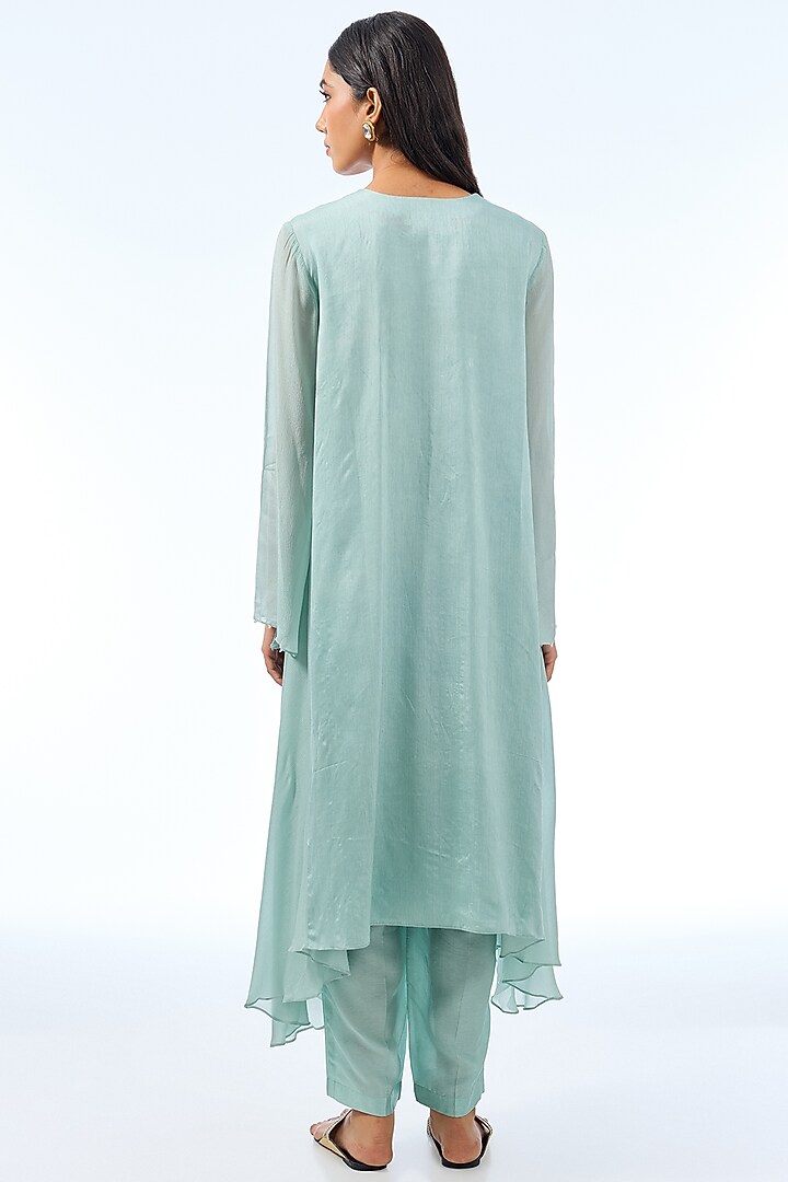 Dusky Blue Silk Kurta Set by Shilpa Karnavat at Pernia's Pop Up Shop