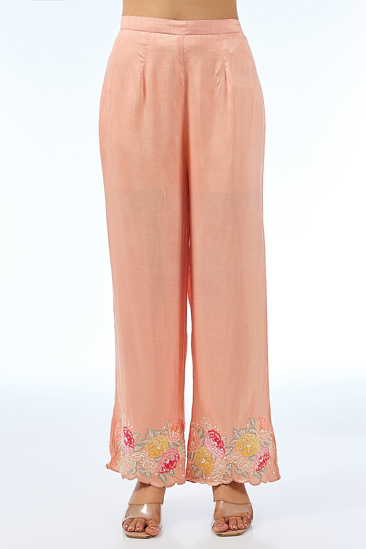 Peach Pink Silk Kurta Set by Shilpa Karnavat at Pernia's Pop Up Shop