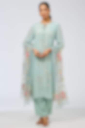 Dusky Blue Chiffon Kurta Set by Shilpa Karnavat at Pernia's Pop Up Shop