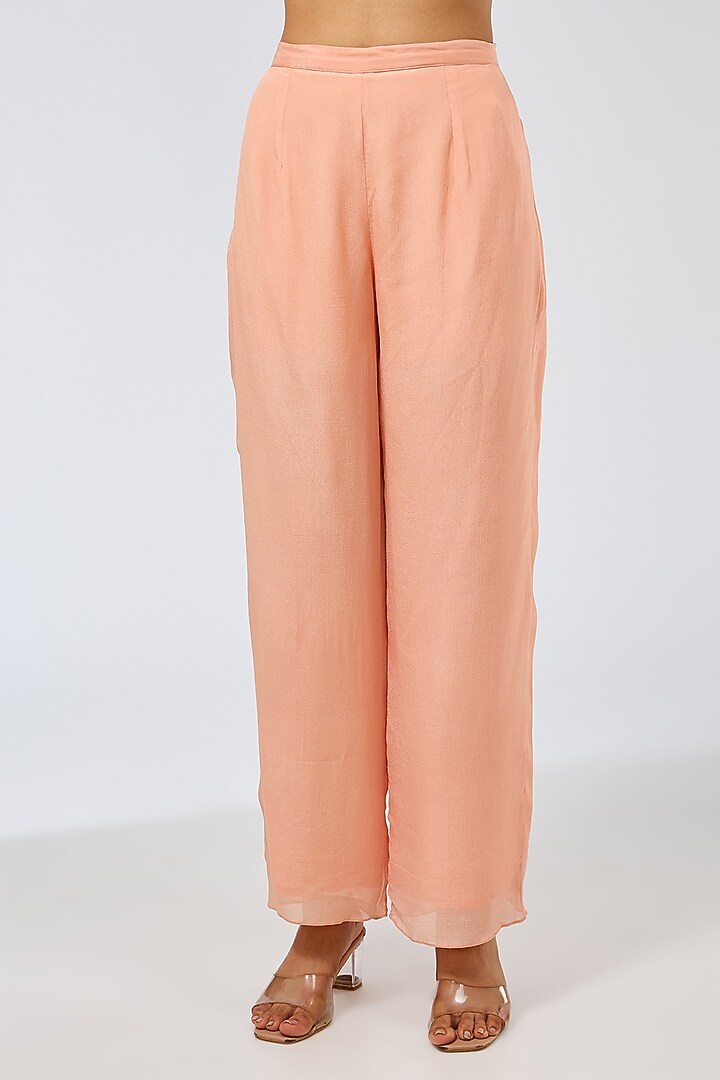 Peach Pink Chiffon Kurta Set by Shilpa Karnavat at Pernia's Pop Up Shop