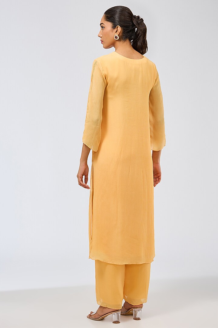 Peach Orange Chiffon Kurta Set by Shilpa Karnavat at Pernia's Pop Up Shop