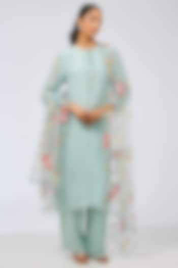 Dusky Blue Chiffon Kurta Set by Shilpa Karnavat at Pernia's Pop Up Shop