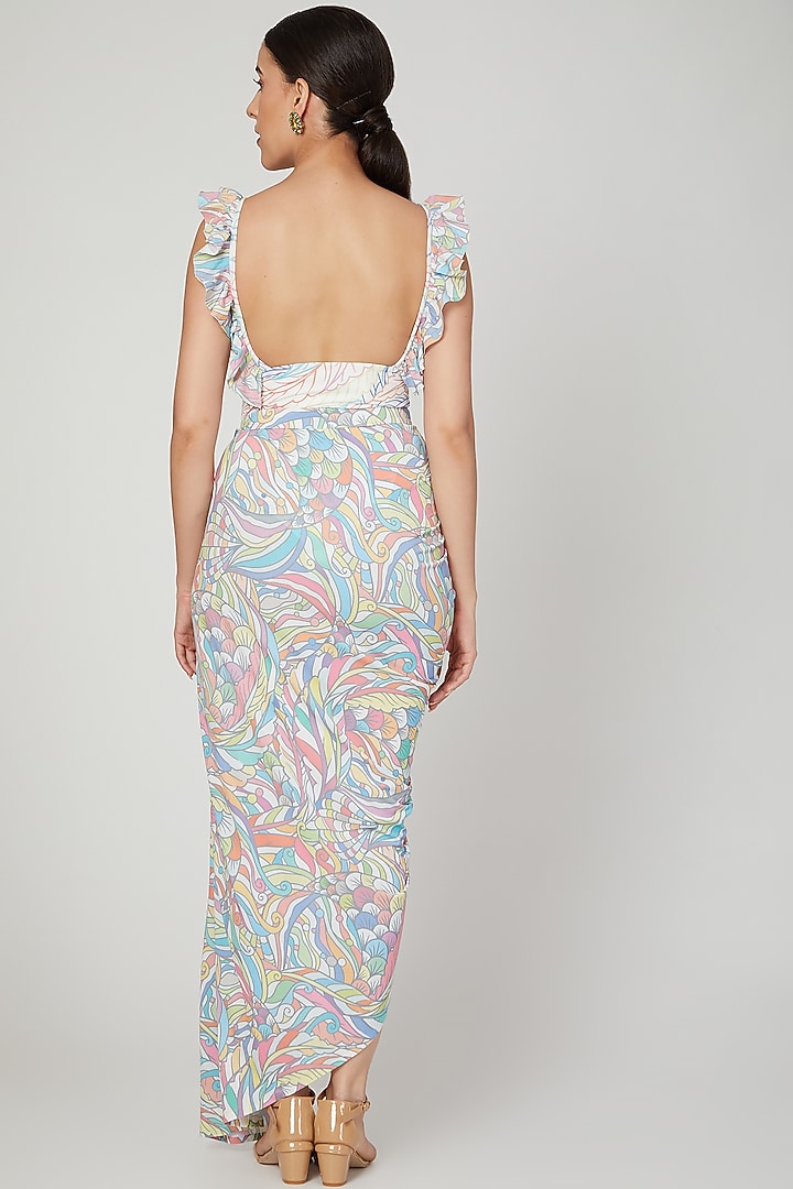 Multi Colored Printed Ruffled Wrap Skirt Set by Simply Simone at Pernia's Pop Up Shop