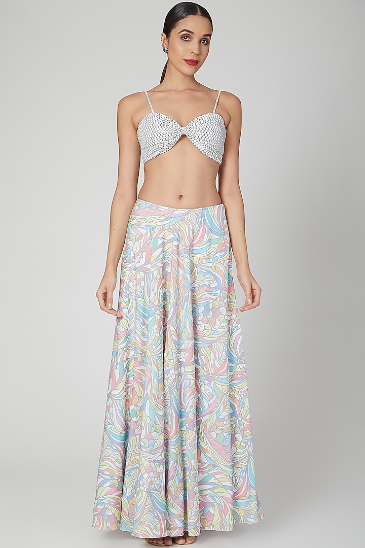 Multi Colored Printed Skirt Set With Cape by Simply Simone at Pernia's Pop Up Shop