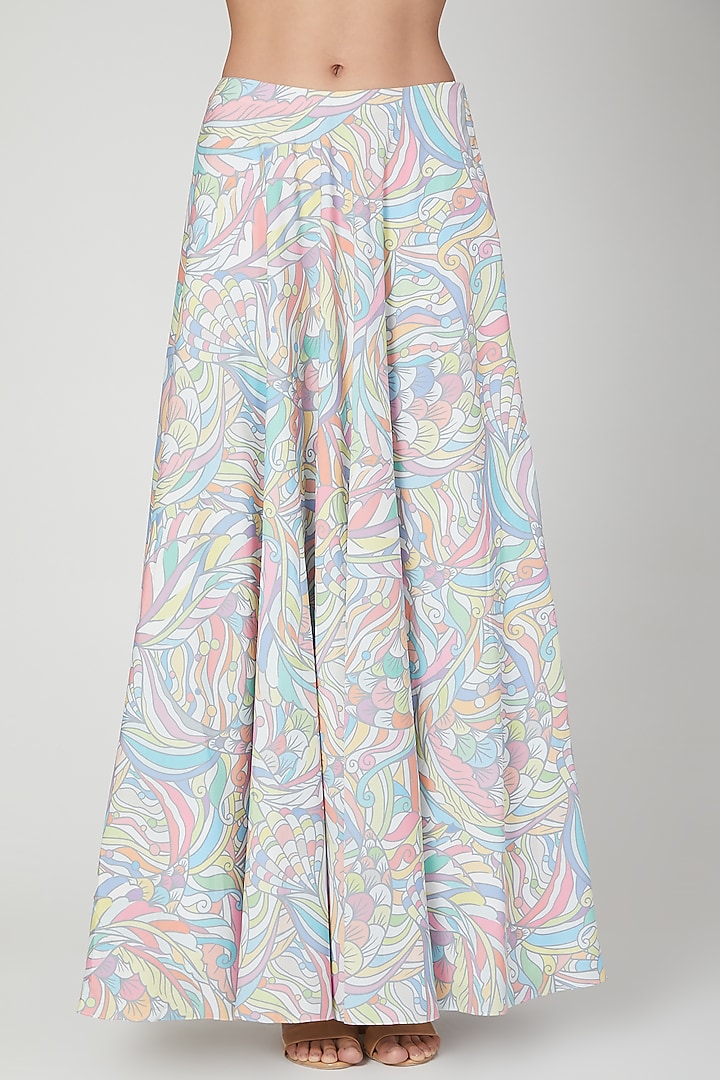Multi Colored Printed Skirt Set With Cape by Simply Simone at Pernia's Pop Up Shop