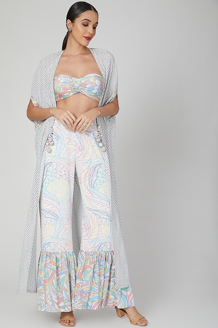 Multi Colored Printed Ruffled Pant Set by Simply Simone