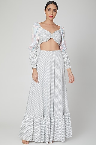 Multi Colored Fishnet Printed Skirt Set by Simply Simone