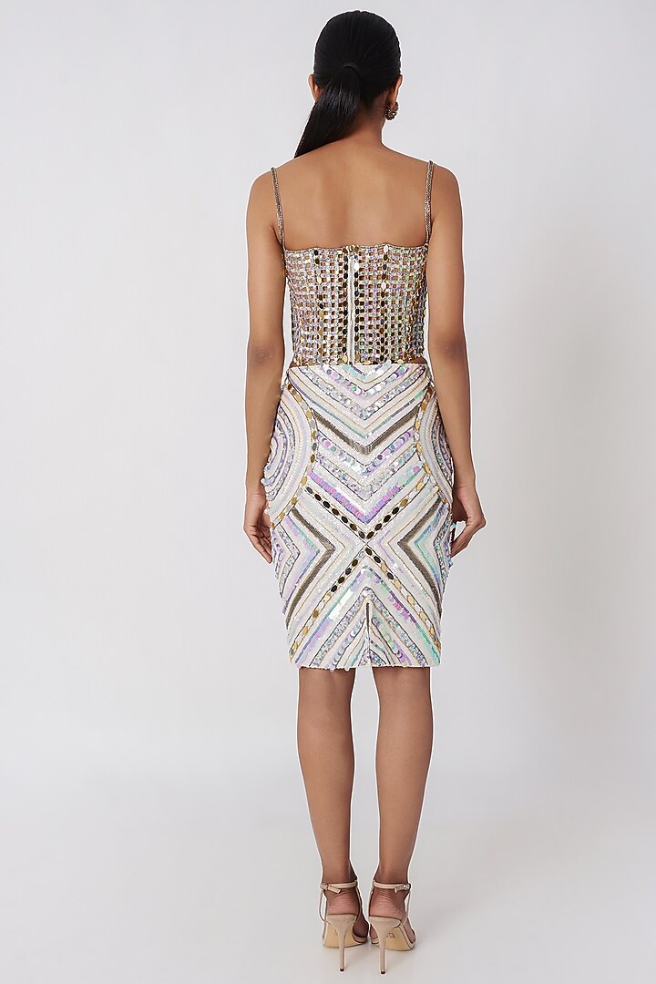 Grey Sequins Embellished Corset Top by SImply Simone at Pernia's Pop Up Shop