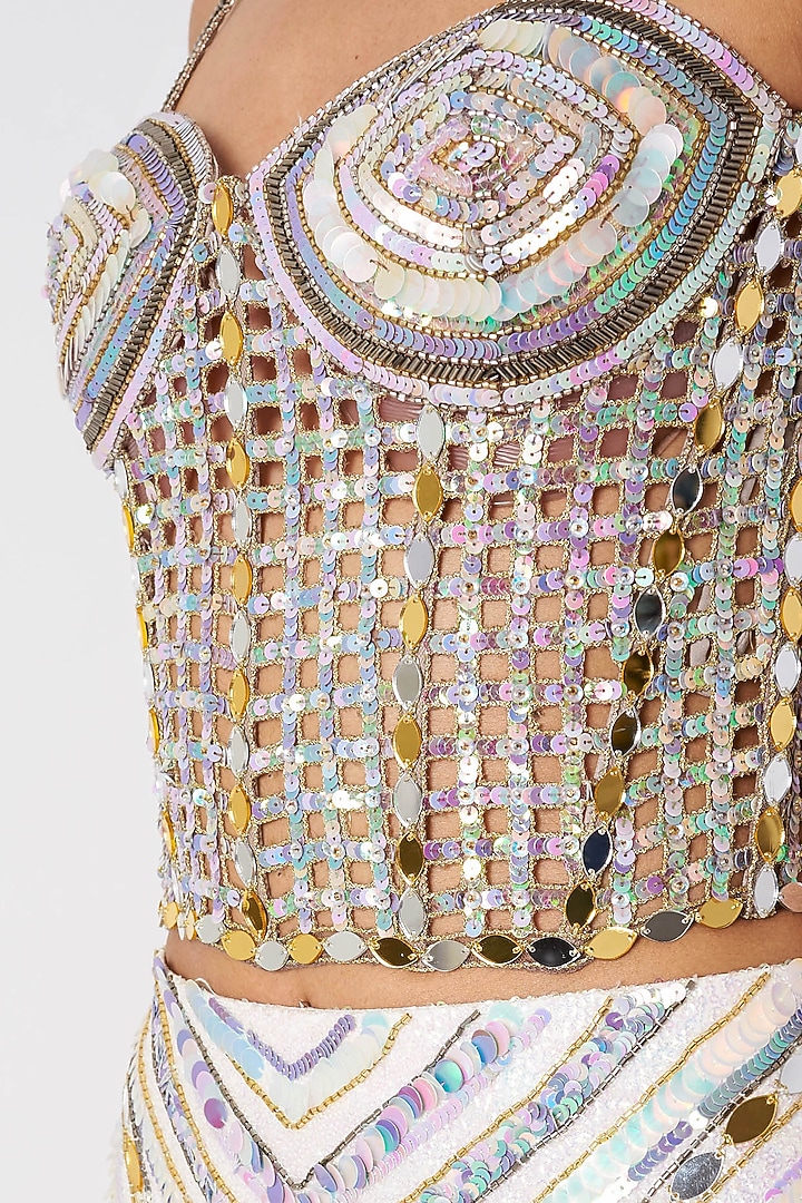 Grey Sequins Embellished Corset Top by SImply Simone at Pernia's Pop Up Shop