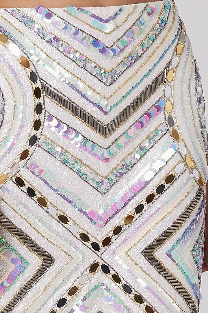 White Embellished Pencil Skirt by SImply Simone at Pernia's Pop Up Shop