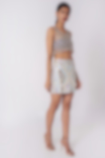 White Embellished Mini Pencil Skirt by SImply Simone at Pernia's Pop Up Shop