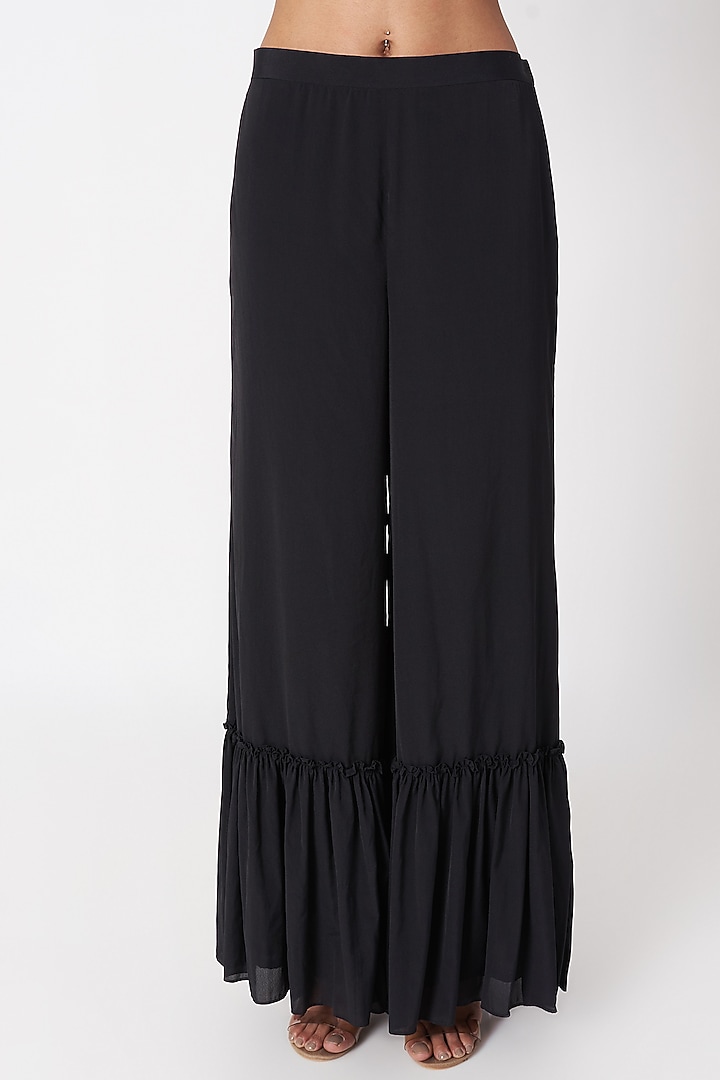 Black Embroidered Pant Set With Cape & Waistband by SImply Simone at Pernia's Pop Up Shop