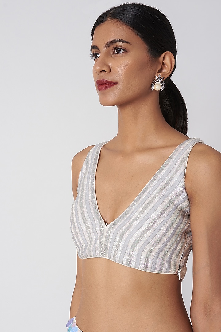 White Embroidered Pre-Draped Reception Saree Set by SImply Simone at Pernia's Pop Up Shop