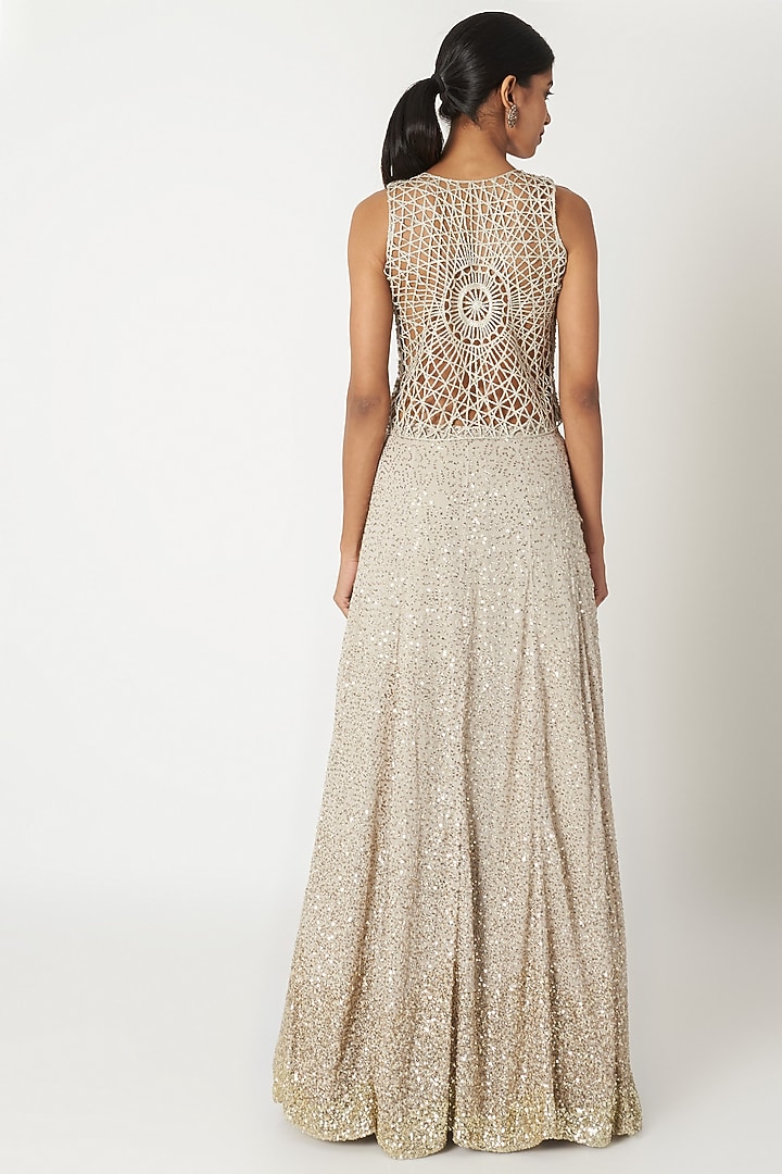 Silver Embroidered Jacket With Wedding Lehenga by SImply Simone at Pernia's Pop Up Shop