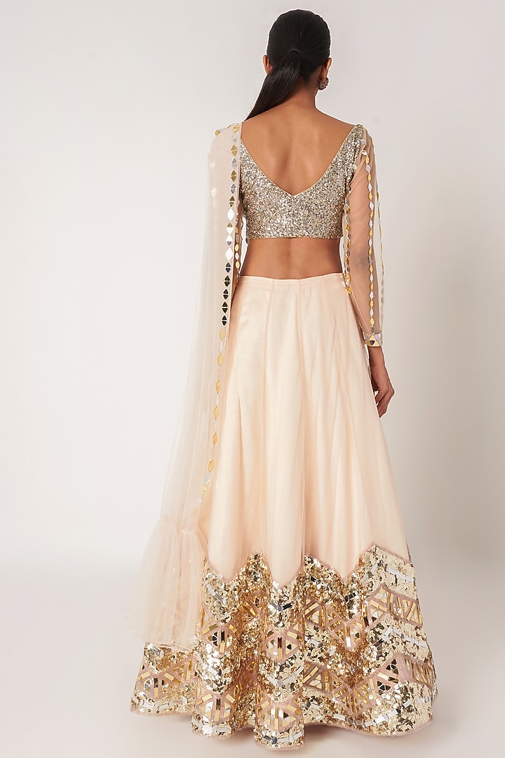 Peach Embroidered Wedding Lehenga Set by SImply Simone at Pernia's Pop Up Shop