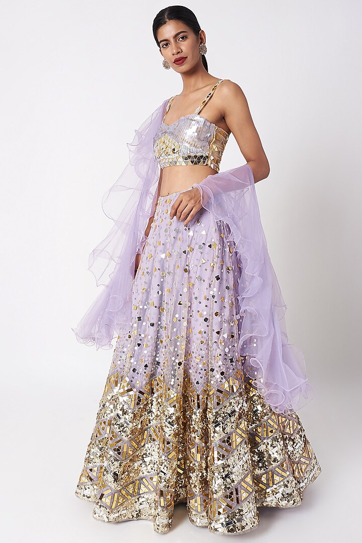 Lavender Embroidered Lehenga Set by SImply Simone