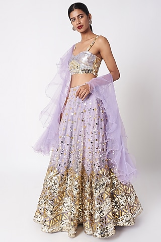 Lavender Embroidered Lehenga Set by SImply Simone