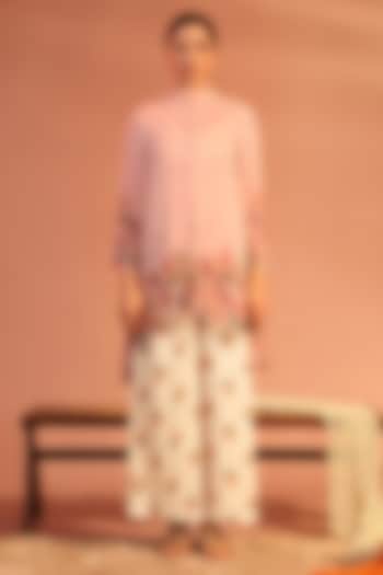 Baby Pink Sequins Printed & Cutwork Co-Ord Set by Soup by Sougat Paul at Pernia's Pop Up Shop