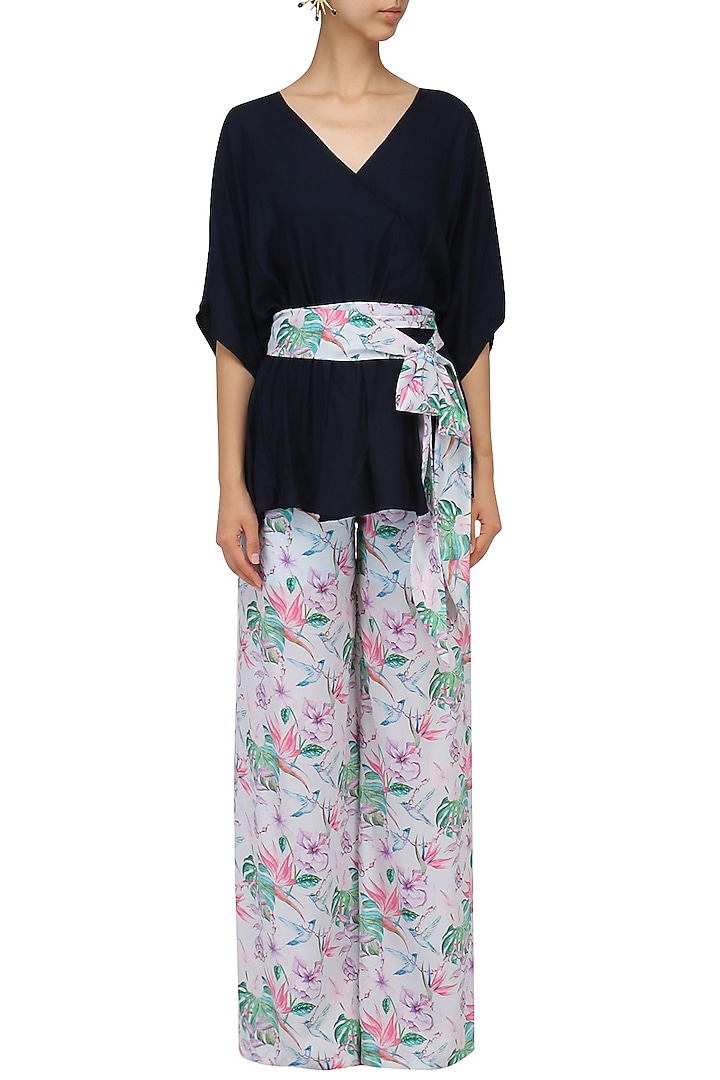 Midnight blue flared top and palazzo set available only at Pernia's Pop Up Shop.