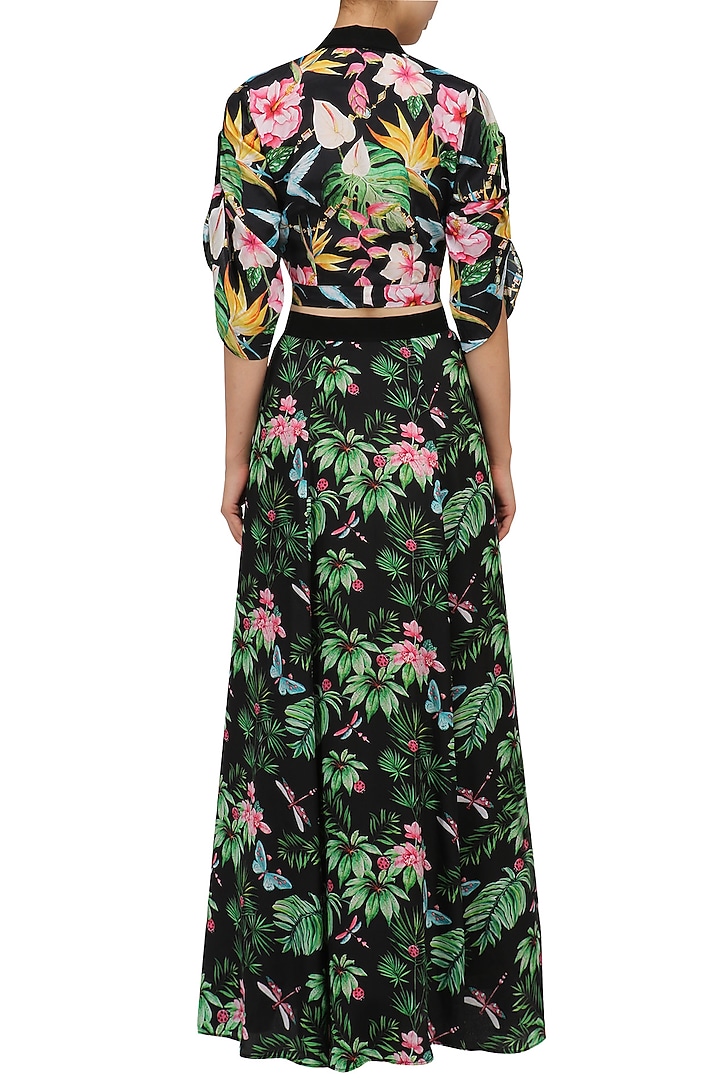 Black floral printed top and skirt set available only at Pernia's Pop Up Shop.