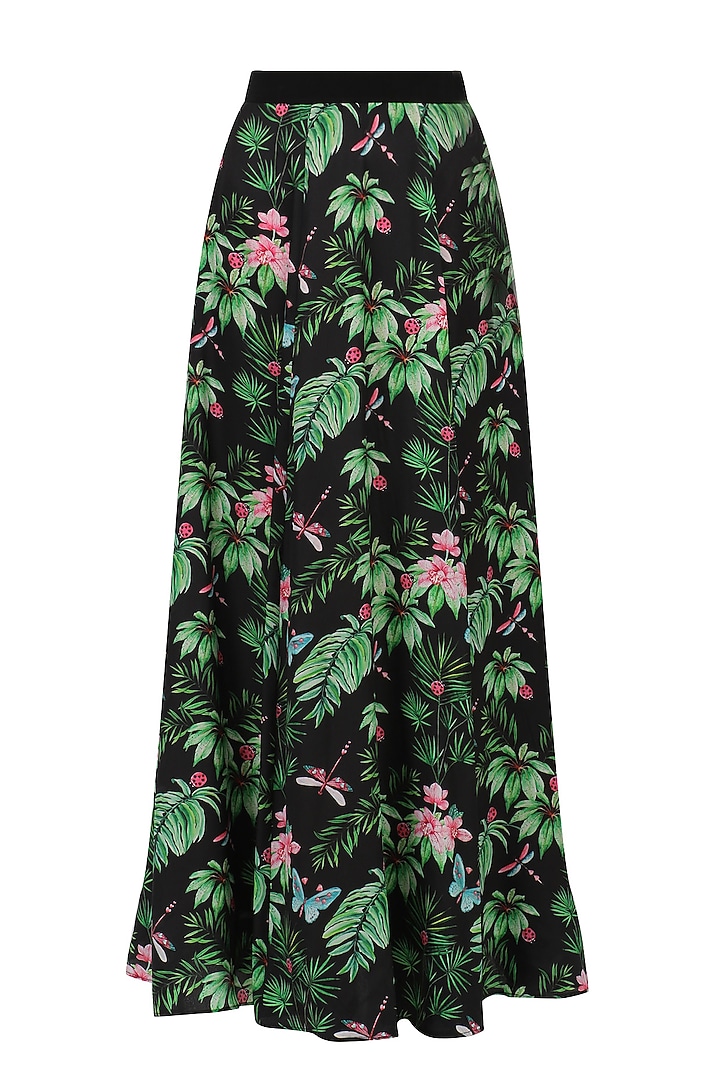 Black floral printed top and skirt set available only at Pernia's Pop Up Shop.