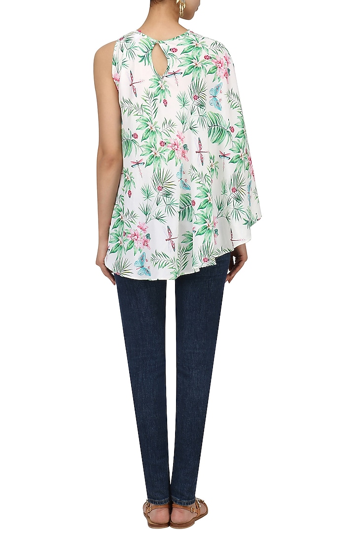 White floral printed cape top available only at Pernia's Pop Up Shop.