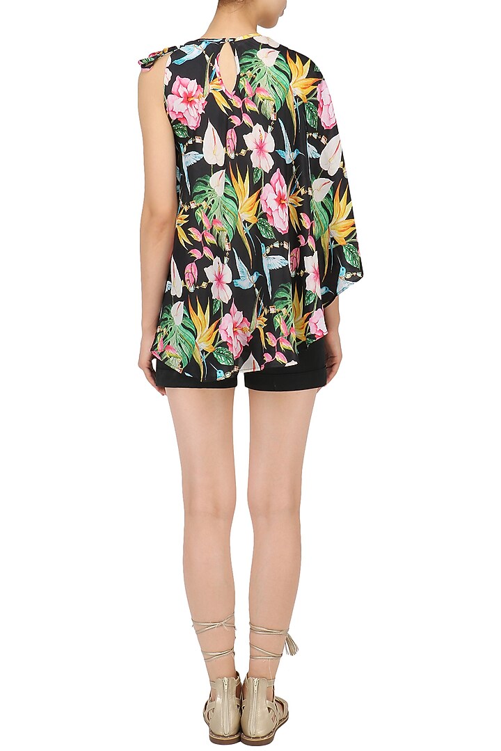 Black floral printed cape top available only at Pernia's Pop Up Shop.
