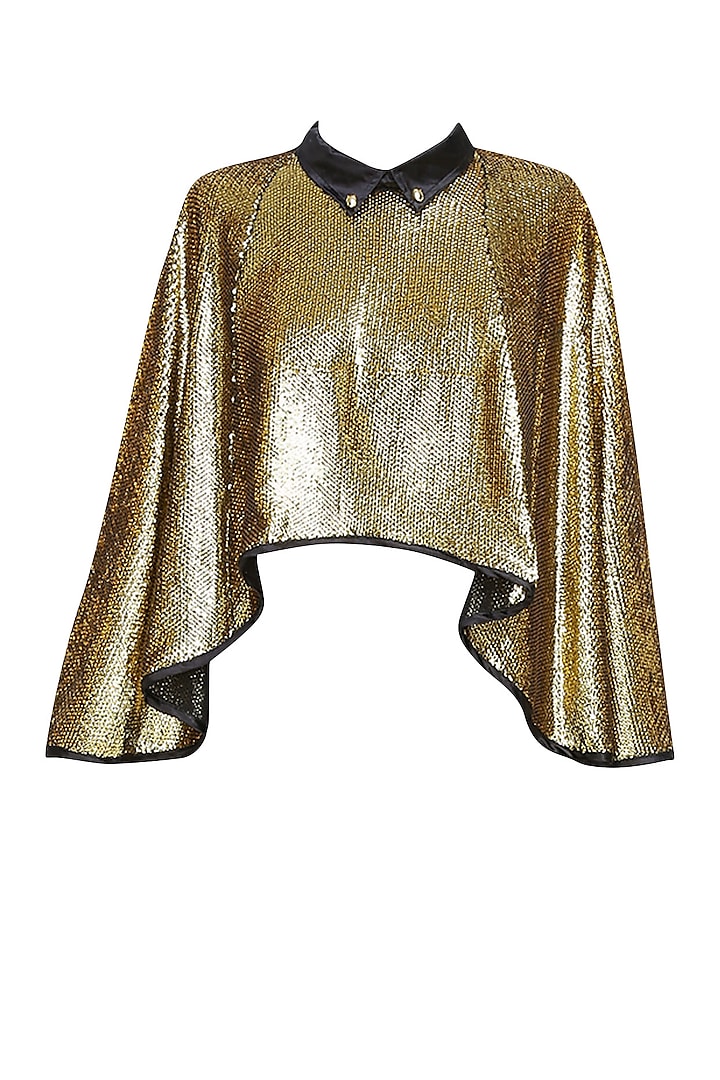 Bold gold sequin cape by Sonam Parmar