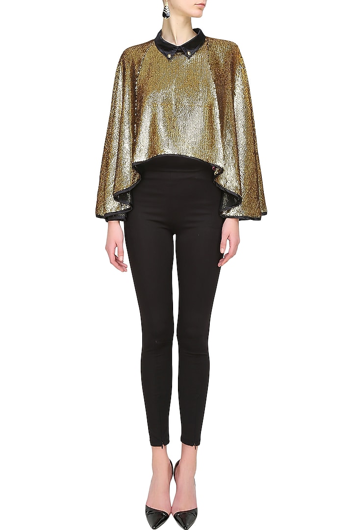 Bold gold sequin cape available only at Pernia's Pop Up Shop.