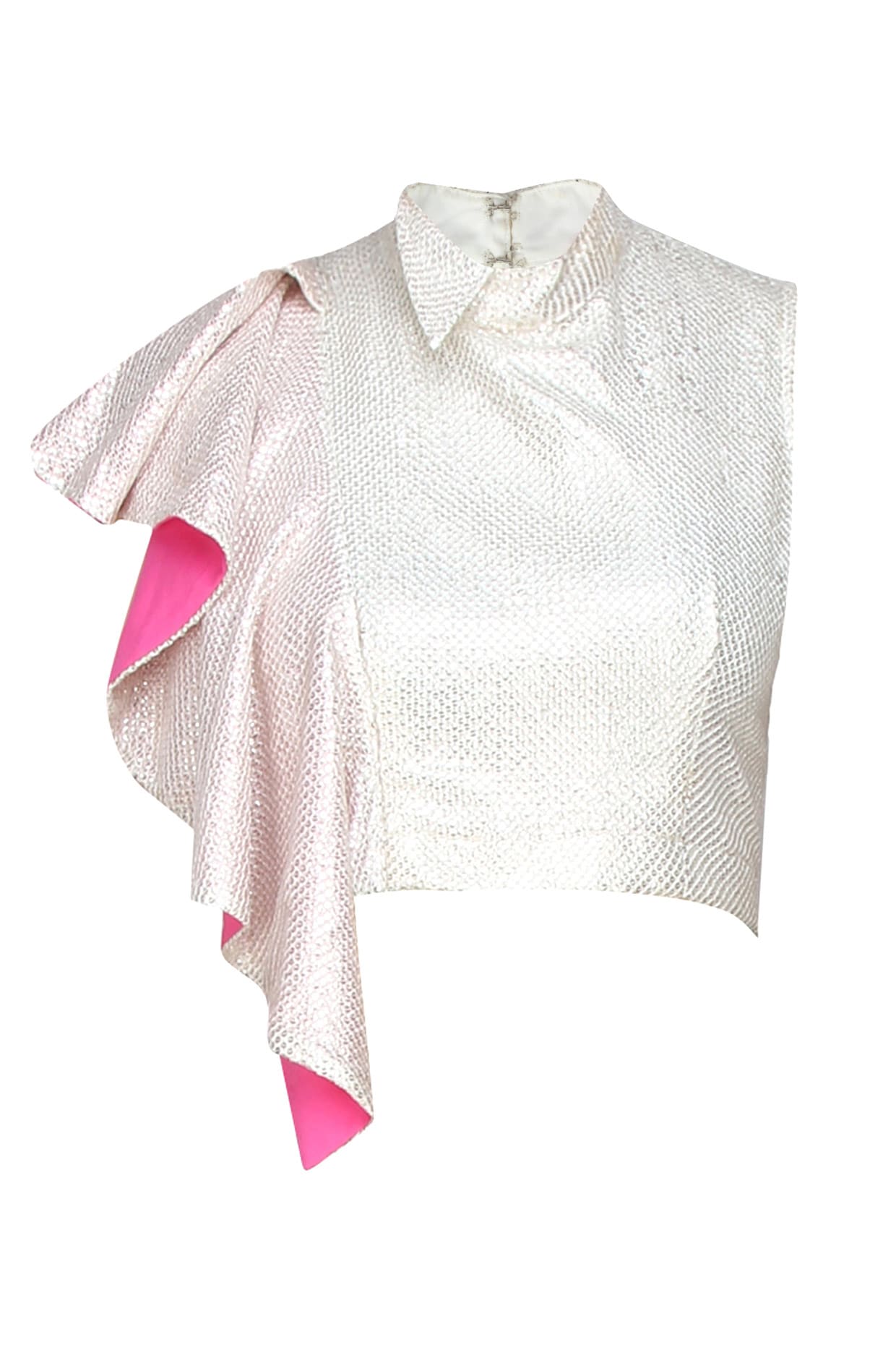 white sequin crop top