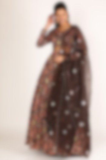 Brown Printed Lehenga Set by Shreya Agarwal at Pernia's Pop Up Shop