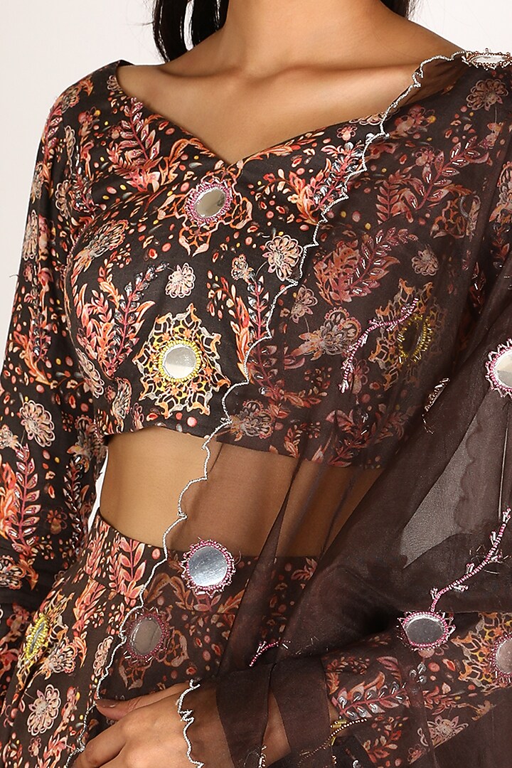 Brown Printed Lehenga Set by Shreya Agarwal at Pernia's Pop Up Shop