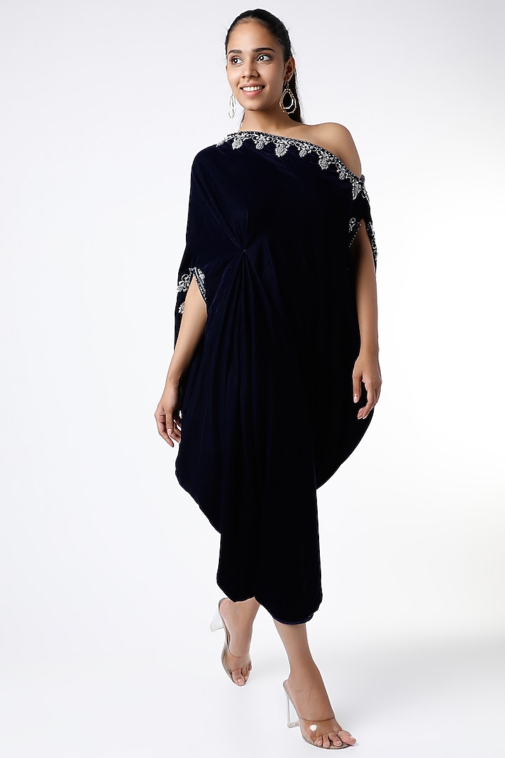 Pageant Blue Embellished Kaftan by Shreya Agarwal