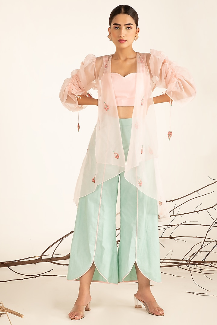 Pastel Rose Quartz Jacket Set by Shreya Agarwal at Pernia's Pop Up Shop