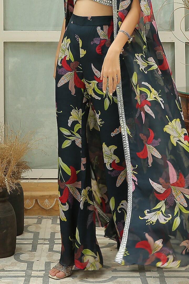 Berry Blue Hand Embroidered Jacket Set by Shreya Agarwal at Pernia's Pop Up Shop
